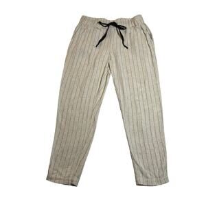 Common Sense Stripe Linen Blend Ankle Pants Size Medium Coastal Beach Neutral